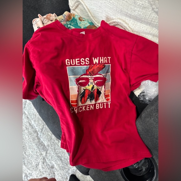 Kids Chicken Graphic Print Funny Short Sleeve Crew Neck T-Shirt - Picture 3 of 3